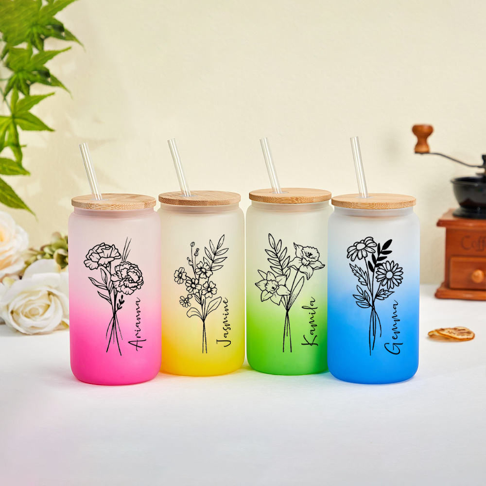 Personalized Birth Flower Glas - Coffee Tea Name review and price